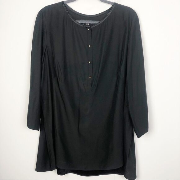 LAFAYETTE 148 | Silk Black Blouse Top Gold Button Detail Women’s Size 2X - Picture 1 of 7